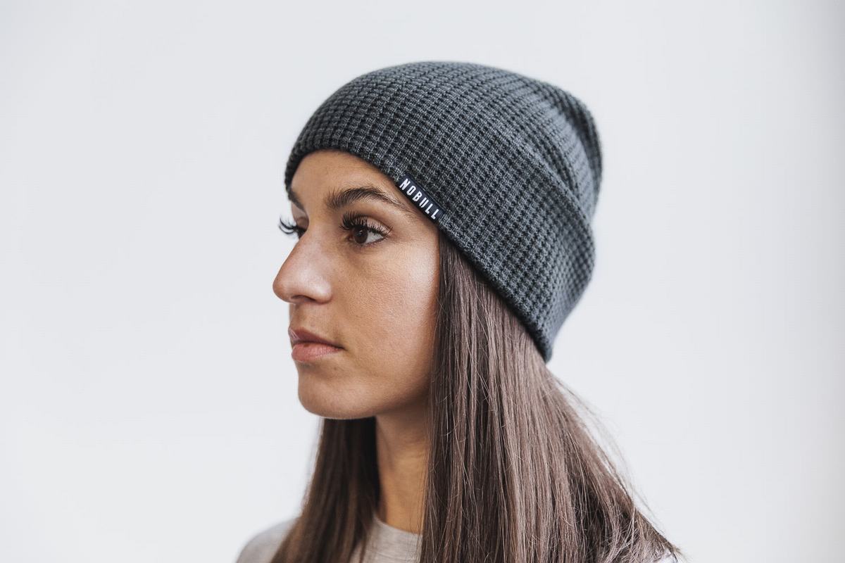 Nobull Waffle Men's Beanie Dark Grey | Australia (MA4086)